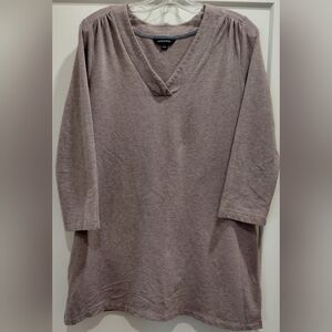 Lands' End Womens M(10-12) Heathered Brown Tunic Top, V-neck, Side Pockets